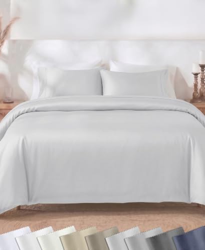 California Design Den Luxury Queen Size Duvet Cover Set, Silver