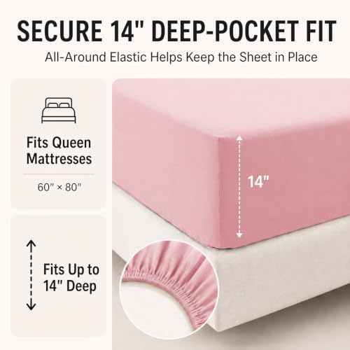 CozyLux Queen Comforter Set Pink - 7 Pieces Bed in a Bag