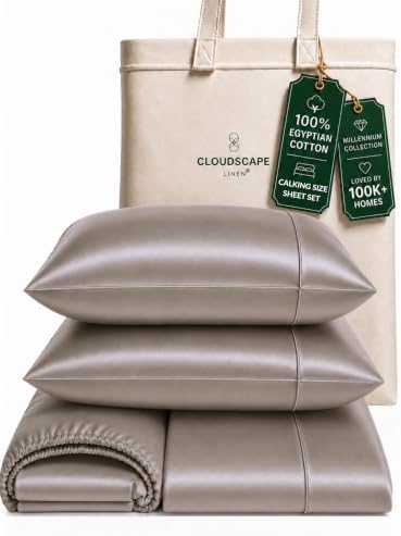 CLOUDSCAPE LINEN Millennium Series 100% Egyptian Cotton Sheet Calking,Taupe
