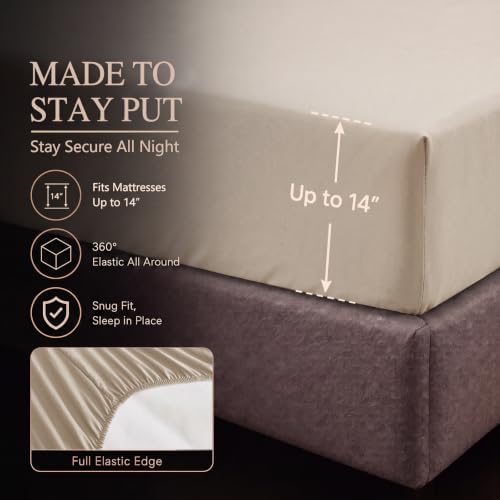 CozyLux Queen Comforter Set Wheat, 7 Pieces Pintuck Bed in a Bag