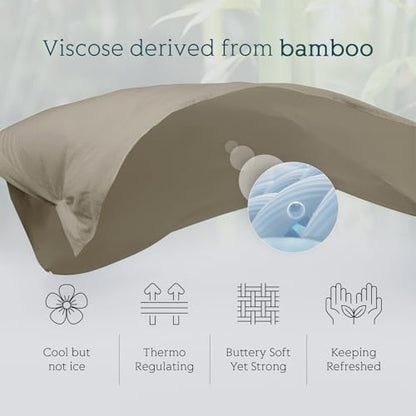Cooling Sheets Set Cal King Size, Viscose Derived from Bamboo for Hot Sleepers | Deep Pocket Up to 16 Inch | Silky Soft & Breathable Bedding - 4PC (Cal King, Simply Taupe)
