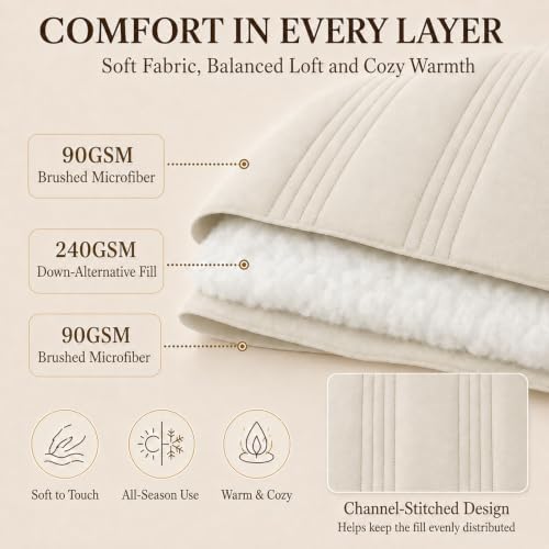 CozyLux Super King Comforter Set Beige - Oversized 120x120 Bed in a Bag