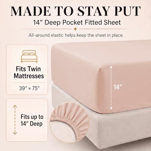CozyLux Twin Comforter Blush Pink, 5 Pieces Bed in a Bag