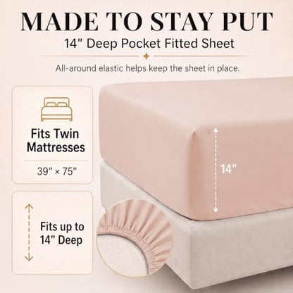 CozyLux Twin Comforter Blush Pink, 5 Pieces Bed in a Bag