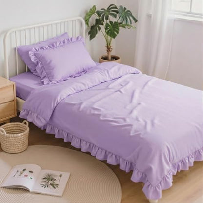 Anluoer Twin Comforter Set 5 Piece,Ruffle Bed in a Bag Twin Bedding Sets