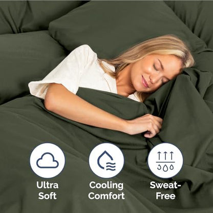 Full Size 4 Piece Sheet Set - Ultra Soft & Cooling Sheets - Dark Olive Grey