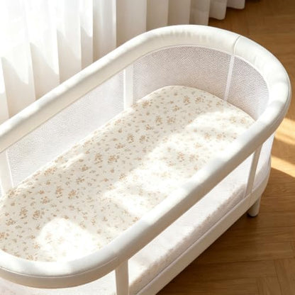 Organic Baby Bassinet Sheets Soft 2 Pack 33”x17” Fitted Mattress Pad Cover