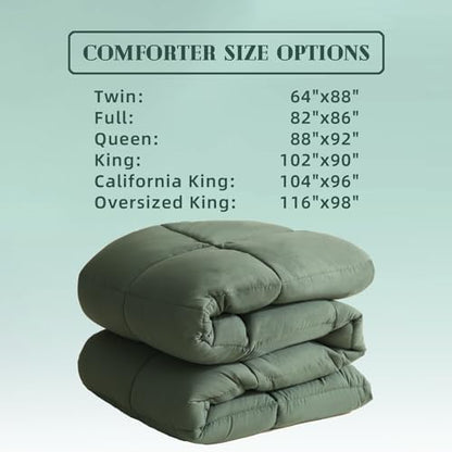 DOWNCOOL Comforters King Size,Green Duvet Insert,Lightweight Quilt
