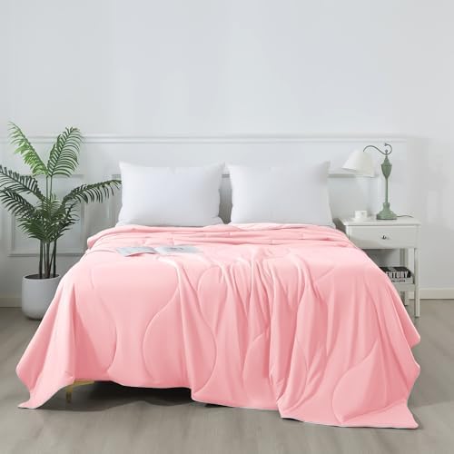 ELNIDO QUEEN Cooling Comforter for Hot Sleepers, Summer Cooling Blanket King Size for Night Sweats, Breathable All-Season Lightweight Blanket, (106x90 inch，Pink