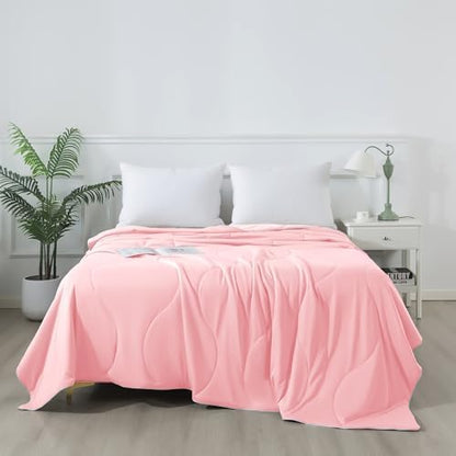 ELNIDO QUEEN Cooling Comforter for Hot Sleepers, Summer Cooling Blanket King Size for Night Sweats, Breathable All-Season Lightweight Blanket, (106x90 inch，Pink