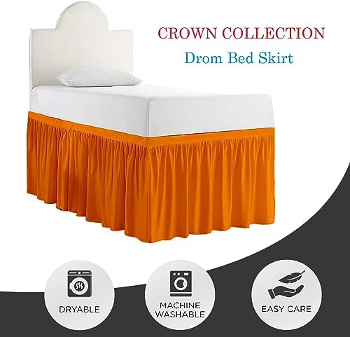 Crown Collection 30 Inch Drop Twin XL Size Dorm Bed Solid Bed Skirt Stylish Ruffled Pattern Split Corner Easy Fit Easy Care Fade & Wrinkle Resistant- Micorfiber Fit