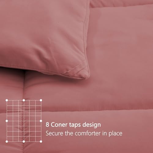 Queen Comforter, All Season Down Alternative Dusty Pink Duvet Insert