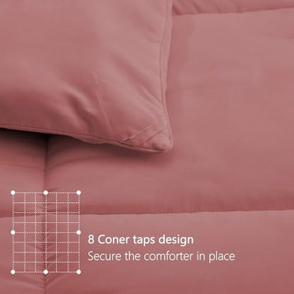 Queen Comforter, All Season Down Alternative Dusty Pink Duvet Insert