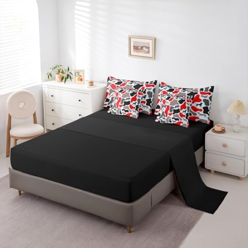 Erosebridal Deer Hound 7 Piece Bedding Set Twin Camo Comforter Set with Sheets Turkey Bear Retro Wolf Pattern Bed in a Bag Red Woods Army Camouflage for Kids Boys Girls
