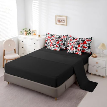 Erosebridal Deer Hound 7 Piece Bedding Set Full Camo Comforter Set with Sheets Turkey Bear Retro Wolf Pattern Bed in a Bag Red Woods Army Camouflage for Kids Boys Girls