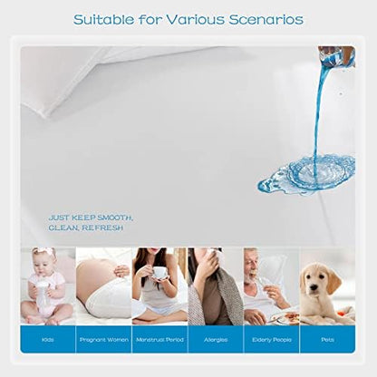 GRT 1 Pack 100% Waterproof Mattress Protector Cal King Size, Breathable & Noiseless Waterproof Mattress Cover Fitted Deep Pocket from 5" to 21", Smooth Washable Cal King Bed Protector - Vinyl Free