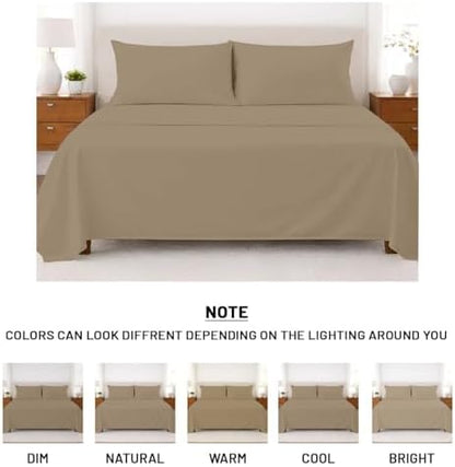 SGI bedding 100% Egyptian Cotton Sheets RV King Size – Cooling Sheets, Soft Breathable Taupe Bedding, Luxury Bedding, Luxury Hotel Sheet Set, Deep Pocket 16", 4 Piece Set