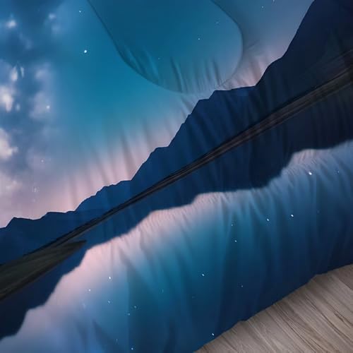 Galaxy Comforter Set King Size Space Bedding for Boys Teen Girls Stars Moon Water Lake Night Stars Moon Bedroom Decor Quilt Bed Sets, 1 Comforter 2 Pillowcases