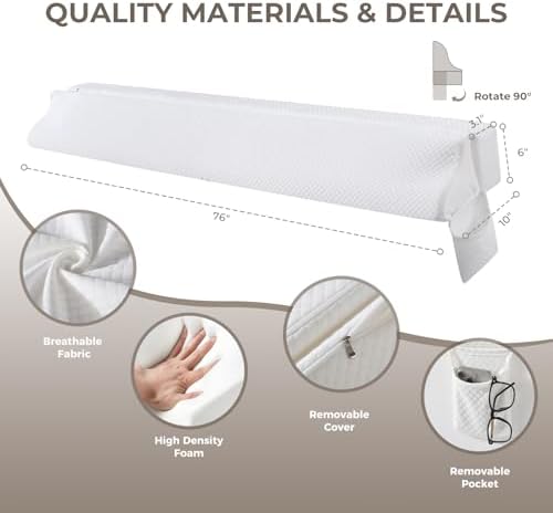 Bed Wedge Gap Filler King Size, Wedge Pillow for Headboard Gap, 76×10×6 in