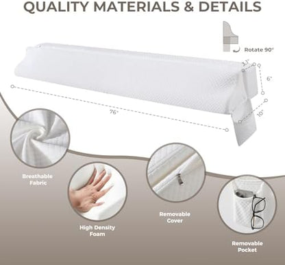Bed Wedge Gap Filler King Size, Wedge Pillow for Headboard Gap, 76×10×6 in