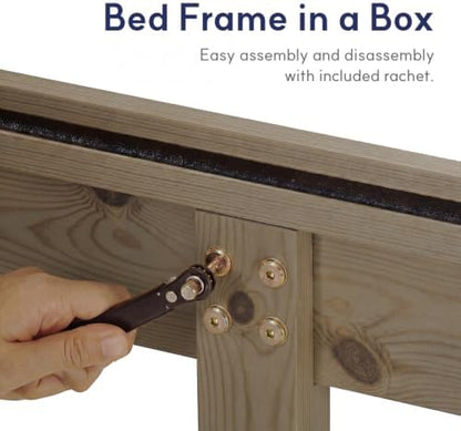 LIFEMENT Queen Bed Frame Classic Wood Platform, Noise Free, Under Bed Storage, No Box Spring Needed, Easy Assembly, Gray