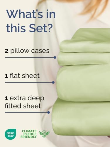 Extra Deep Cal King Sheet Set - Breathable & Cooling - Light Sage Green