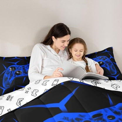 Feelyou Gamer Bedding Set Gamepad Comforter Set for Kids Boys Girls Teens