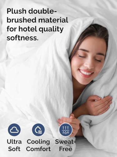 Duvet Cover King Size - Extra Soft 3 Piece with Zipper Closure - White