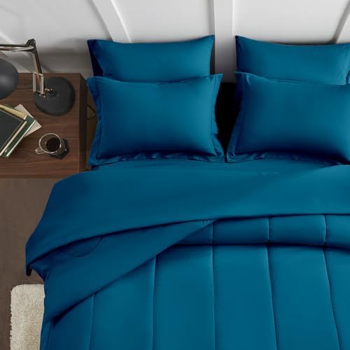 Maple&Stone Queen Comforter Set 7 Pieces Bed in a Bag Teal Bed Set