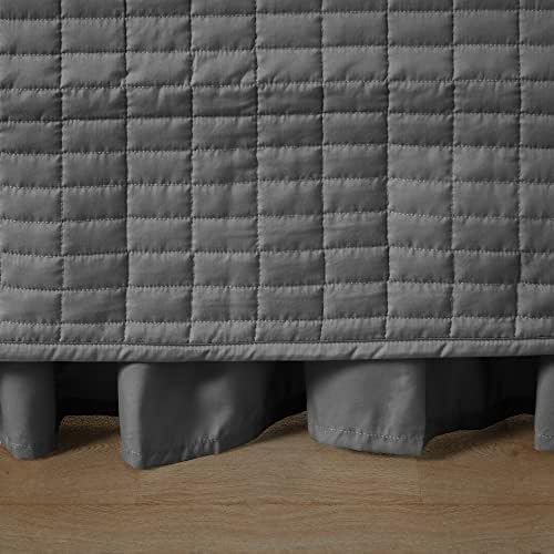 Comfort Spaces Daybed Cover- Luxe Double Sided -Quilting, All Season Cozy Bedding with Bedskirt, Matching Shams, 75'x39' Charcoal Grey 5 Piece