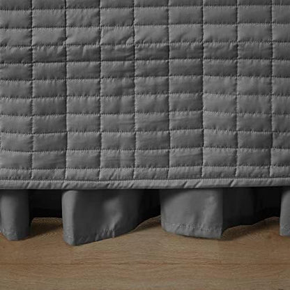 Comfort Spaces Daybed Cover- Luxe Double Sided -Quilting, All Season Cozy Bedding with Bedskirt, Matching Shams, 75'x39' Charcoal Grey 5 Piece