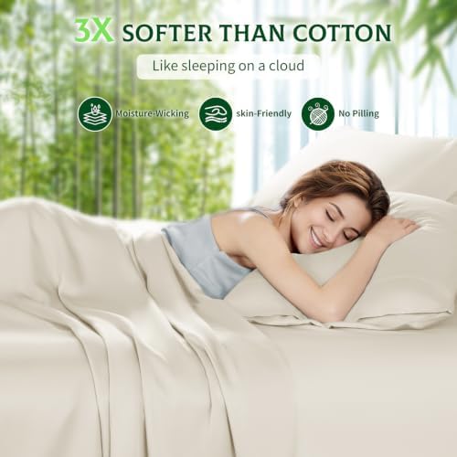 SONORO KATE 100% Viscose Derived from Bamboo_Sheets, Extra Deep Pocket,4PC