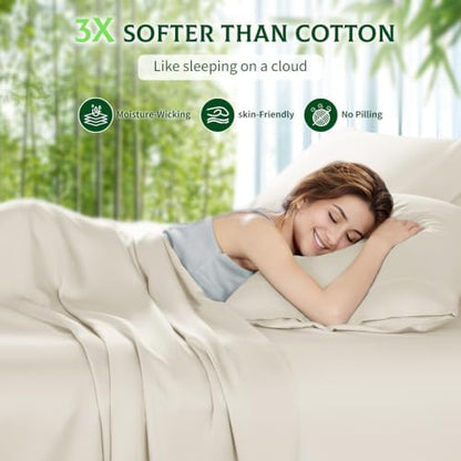 SONORO KATE 100% Viscose Derived from Bamboo_Sheets, Extra Deep Pocket,4PC