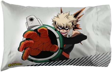 Jay Franco Kids Sheet Set with Fitted, Flat Sheets & Pillow Cover - Ultra-Soft Bedding with Pillowcase for Room Decor, White - My Hero Academia, 4 Piece Queen