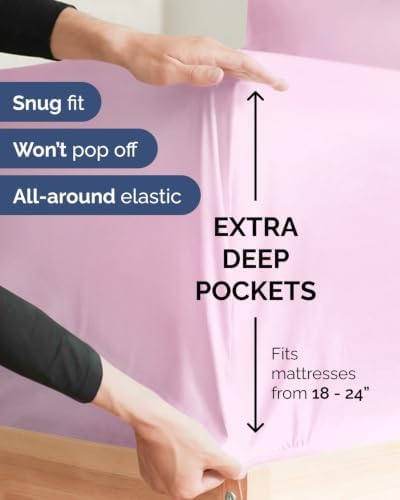 Extra Deep Flex Top Split Head King Sheet Set - 6pc Sheets - Light Pink