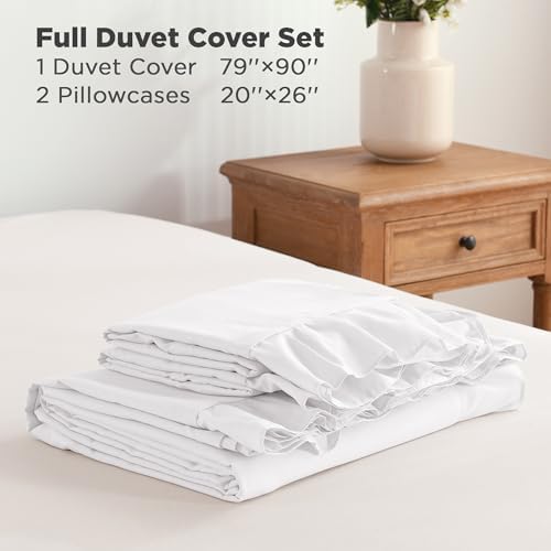 Andency White Ruffle Duvet Cover Full, Shabby Chic Farmhouse Bedding Set