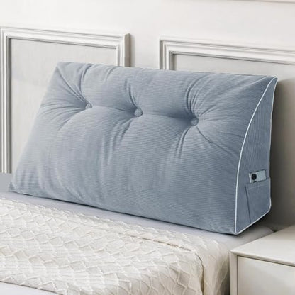 Sasttie Headboard Pillow Twin/Twin XL, Wedge Pillow Headboard, Greyish Blue