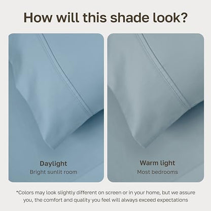 California Design Den Soft 100% Cotton Cal King Sheet Set, 400 TC Good Housekeeping Award Winner, Silky Smooth Sateen Weave with Deep Pockets, Breathable and Durable Cotton Bedding Set - Sky Blue