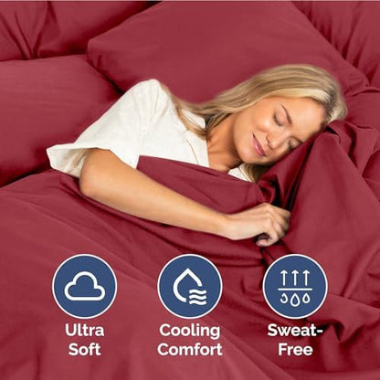 Full Size 4 Piece Sheet Set - Ultra Soft & Cooling Sheets - Berry