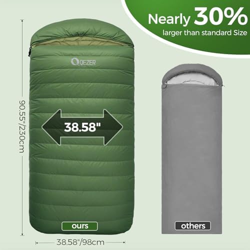 XL Down Sleeping Bag for Adults, 600 Fill Power Backpacking