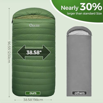 XL Down Sleeping Bag for Adults, 600 Fill Power Backpacking
