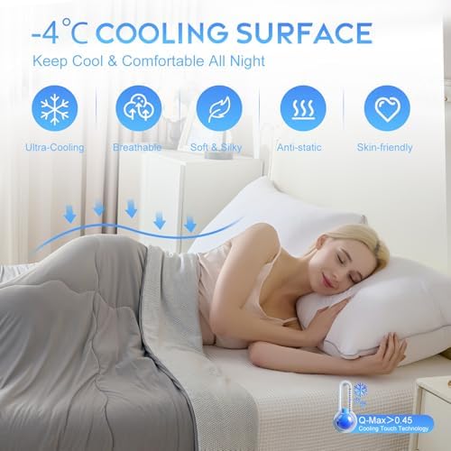 CHOSHOME Cooling Comforter Cooling Blanket, Q-Max 0.45 Cool Sleeping Summer Blanket for Hot Sleeper Night Sweats, Twin XL 60" x 90", Grey 03