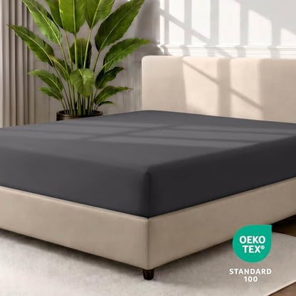 Bare Home Queen Fitted Sheet - 1800 Ultra-Soft (Queen, Forged Iron Grey)