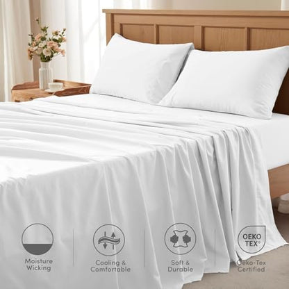 Comfort Spaces Coolmax Moisture Wicking Cooling Sheet Set, King 4 Piece
