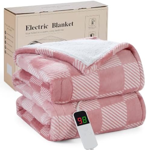 Pink Electric Blanket Heated Twin 62"X84", Heating Blanket Twin, Diagonal