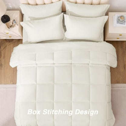 Love's cabin Plaid King Comforter Set, Ivory