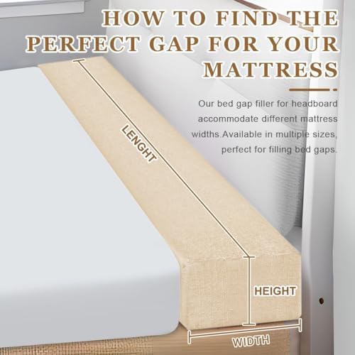 Bed Gap Filler,High-Density Bed Crack Filler with Removable Cover,Mattress Extender for Headboard Gap,Spacer Filler Between Mattress and Wall,Bed Wedge Gap Filler,Beige,39"x4"x10",Twin/Twin XL