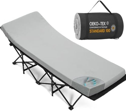 CYMULA Camping Cot Pad 2 Inch Memory Foam, Pad Only,Camping Pad for Folding Cot and Foldable Cot, Portable Roll Up Camp Gear for Car Camping Travel Tent, Non-Slip Waterproof Bottom, Removable Cover