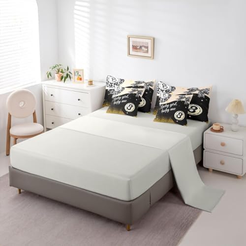 Erosebridal Y2K Lucky 8 Ball 7 Piece Bedding Set Trendy Cheetah Print Bow Comforter Set King Size for Kids Teen Adults,Grey Leopard Glitter Print Bed in A Bag Preppy Fashion Aesthetic Bed Set