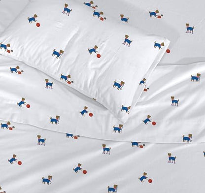 RUVANTI Flannel Sheets Twin Size, Puppy Playoff